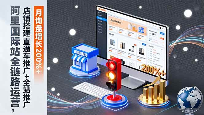 (10.19)阿里国际站全链路运营,店铺搭建+直通车推广+全站推广,月询盘增长200%+