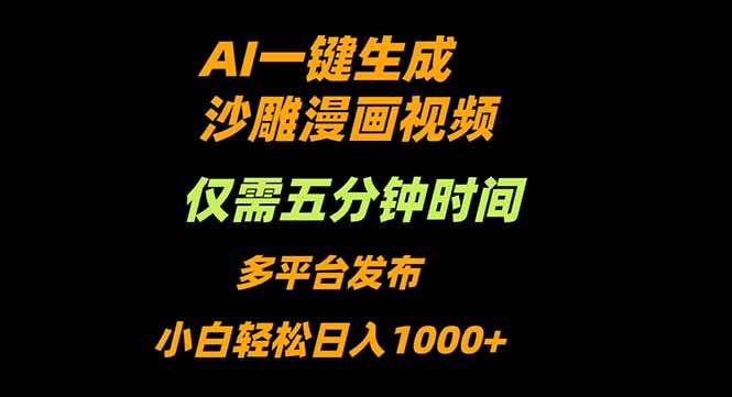 (10.20)AI一键生成沙雕动漫视频,只需5分钟,小白轻松日入1000+